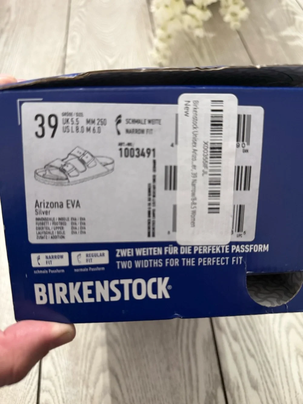 Birkenstock Arizona EVA Metallic Silver Two-Strap Sandals